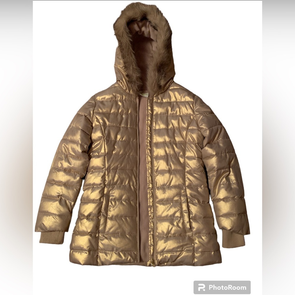 Gold Puffer Coat - Picture 2 of 8